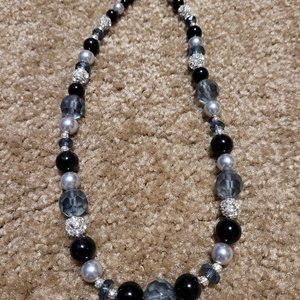 Vintage black beaded necklace